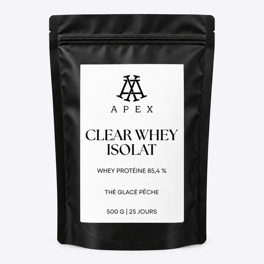 Doypack Clear Whey Isolate goût Thé glacé pêche 500 g – Apex by Swan